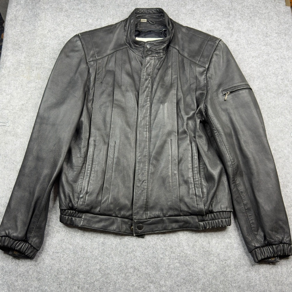 Vintage Wilsons Leather Cafe Racer Jacket Mens Size 38 Medium Black